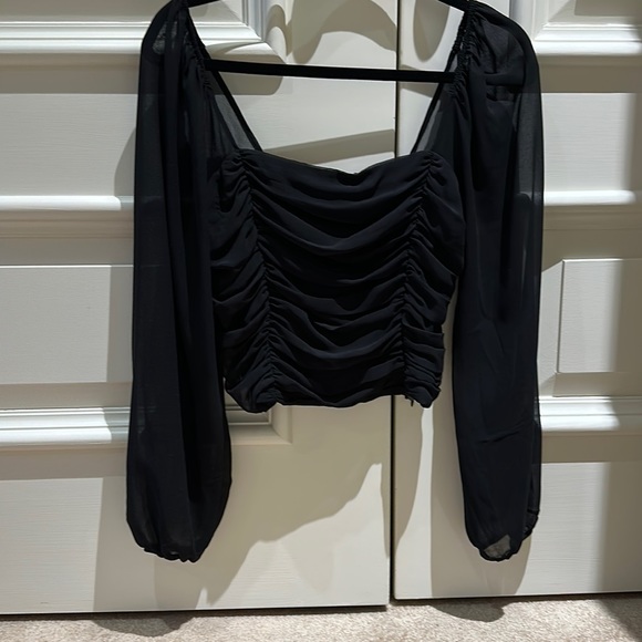 Black square neck mesh longsleeve - Picture 1 of 1